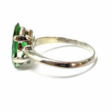 Estate size 6 14K White Gold Green Marquise Cut Synthetic Green Stone Ring