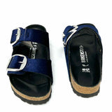 Birkenstock Arizona Women's Navy Size 7 Velvet Buckle Made in Germany Slide