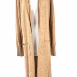 CALYPSO Women's Beige Size L Open Front Cashmere Long Duster