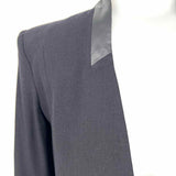 HELMUT LANG Women's Black Size 4 Collarless Leather Trim Blazer