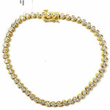 R.H. Macy's Co 14K GP Gold Tone Tennis 7.5" Diamond Bracelet