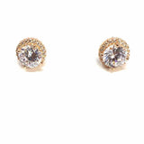 925 Sterling Rose Gold Tone Stud Round Crystal Earrings