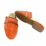 Birdies Ani Women's Orange Size 8 Flat Suede Fringe Mules