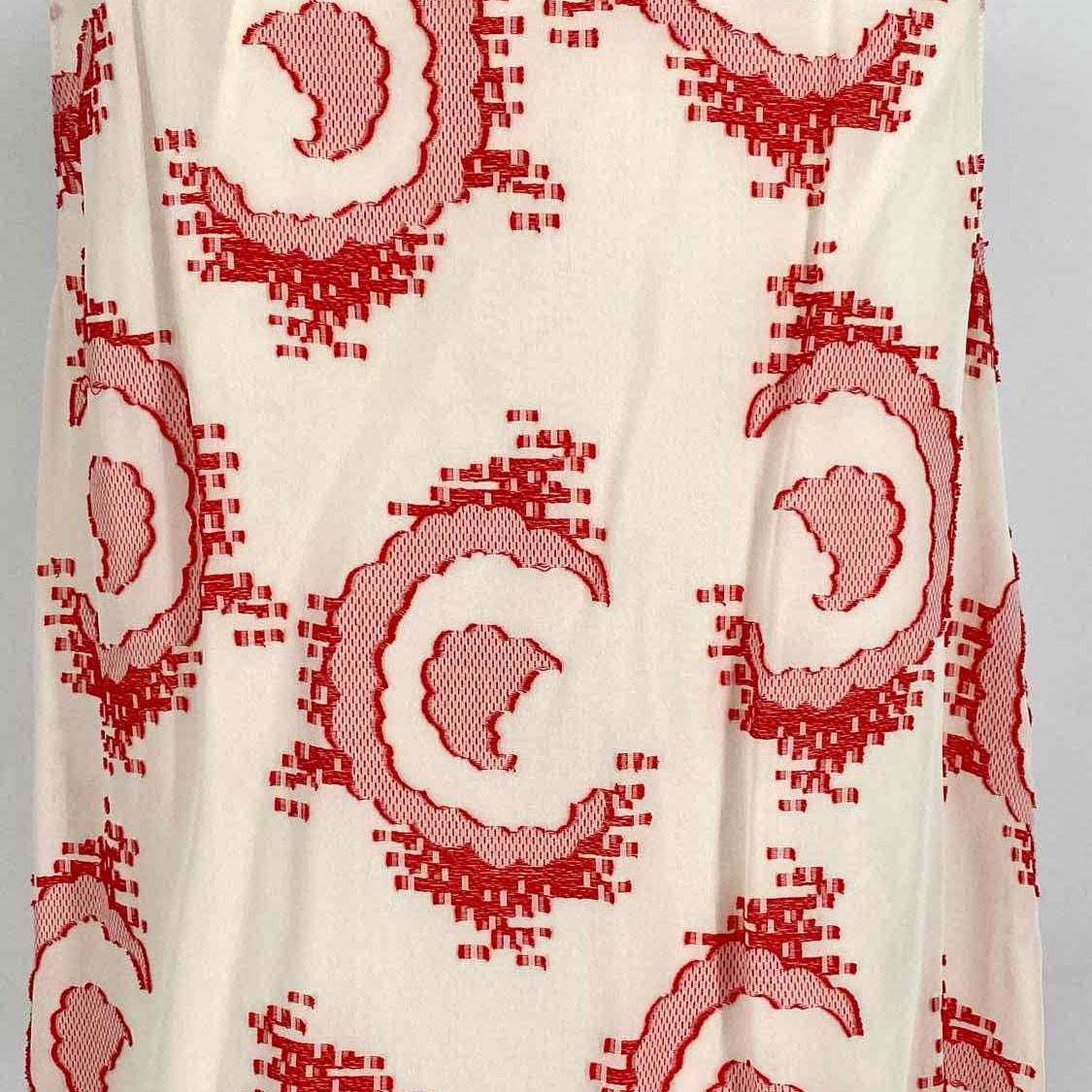 Diane Von Furstenberg Women's White / Red Size 12 Cowl Neck Abstract Sleeveless