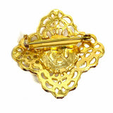 Silver Tone Black Chain 2" Baroque Brooch