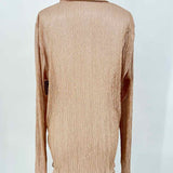 BCBG Max Azria Women's Gold Size XL Turtleneck Shimmer Long Sleeve
