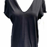 ZADIG&VOLTAIRE Women's Black Size L V-Neck Lace Panel Short Sleeve Top