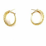 Estate 14K Yellow Gold Tone Huggie textured Earrings