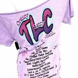Women's TLC Purple Size M Off The Shoulder Distressed Graphics T-shirt