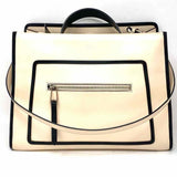 Fendi Runaway Cream Contrast Trim Leather Shoulder Bag