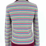 Demetre Women's Burgundy Multi-Color Size M 1/4 Button Wool Stripe Sweater