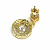 Gold Plated 925 Sterling Gold Tone Dangle Round Cubic Zirconia Earrings