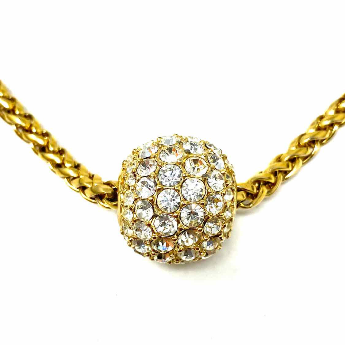 Joan Rivers Metal Gold Tone Pave Crystal Ball 30 in Chain Link Necklace