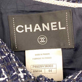 Chanel 2014 Spring Women's Navy/White Size 44/M Tweed Asymetric Jacket