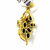 Estate 14K Yellow Gold Plated 1.25" Cluster Black Stone Crystal Charm