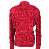 MSK Evening Women's Red Size M Zip Satin Sequined Crinkle Jacket