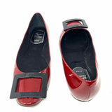 Roger Vivier Women's Red Size 36/5 Round Toe Patent Leather Buckle Flats