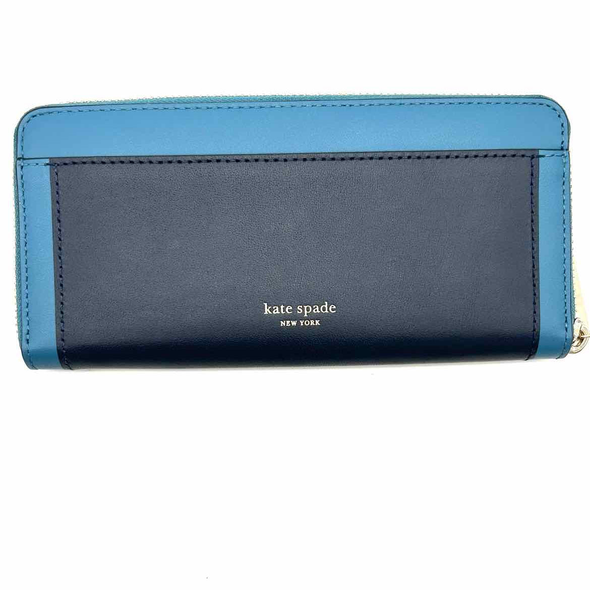 Kate Spade Spademals Smitten Kitten Blue Zip-Around Cat Leather Wallet