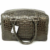 Joanna Preysler Gray Boston Croc Embossed Leather Satchel