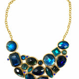 Joan Rivers Blue Gold Tone Chunky 20" Rhinestone Necklace