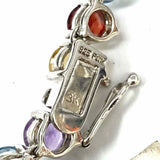 Estate 925 Sterling Silver Multi-Color Tennis 17" semi-precious Necklace