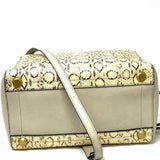 REED KRAKOFF Track Gray Cream Top Handle Snake Leather Satchel