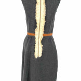 DOLCE & GABBANA Women's Gray sheath Silk Ruffles Wool Blend Size 42/S Dress