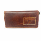 Southernly Obsessed Brown Zip-Around Leather Wallet