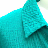 Eileen Fisher Women's Teal Size S Button Down Gauze Long Sleeve