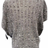 Eileen Fisher Women's Gray Size S Criss-Cross Silk Blend Knit Short Sleeve Top