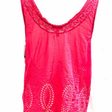 Joie Women's Red Size S Scoop Neck Cotton Blend Embroidered Sleeveless