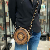 Wicker Brown Round ombre Crossbody