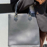 LOUIS VUITTON 2004 Sac Plat PM Black Epi Leather Tote