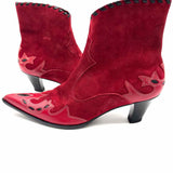 Antonio Melani Women's Red Size 7.5 Kitten Heel Suede Western Boots