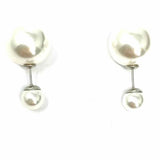 Statement 2 Way White Stud Faux Pearl Earrings
