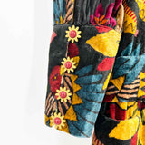 Farm Rio Macaw Women's Multi-black Size XS Long Sleeve Velvet Flower Dress