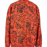 Kriss Kross Women's Red Black Size M Bomber Silk Abstract Jacket