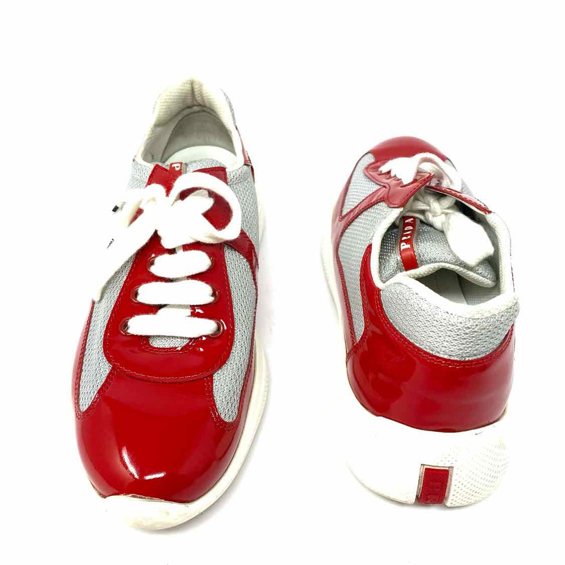 Prada America's Cup Women's Red Gray Size 38.5/8.5 Color Block Sneakers