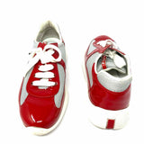 Prada America's Cup Women's Red Gray Size 38.5/8.5 Color Block Sneakers