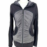 Lululemon Pure Balance Women's Black Gray Size 8 Zip Ruched Hoodie