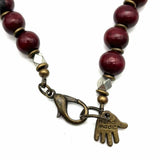 Handmade Red Silver Tone Beaded 30" Coin Necklace