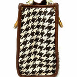 Vimoda "Rive Gouche" Brown Beige Top Handle Houndstooth Satchel
