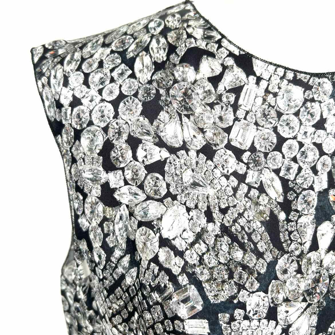 LANVIN Women's Black / Silver sheath Silk Blend Jewels Size S Dress