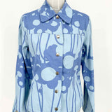 Marimekko Mika Piirainen Women's Blue Button Down Denim Abstract Size 6 Jacket