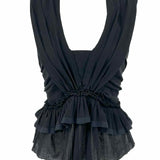 Isabel Marant Women's Black Size 36/S Plunge Ruffled Sleeveless