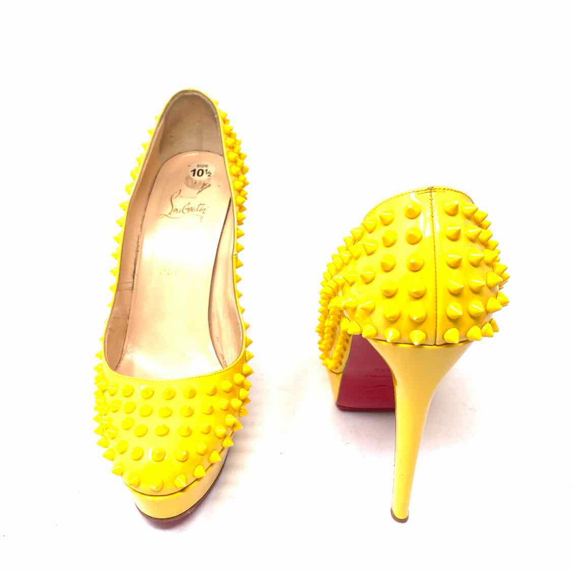 Christian Louboutin Women's Yellow Size 10.5 Platform Patent Leather Pumps