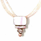 Estate 925 Sterling Silver Light Pink Multi-strand 20.5" Pendant Pearl Necklace