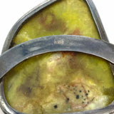 Estate 925 Sterling Silver Green Asymmetric Dendritic Stone Bangle