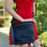 Bottega Veneta Nylon Black Electric Blue Interior Bucket Bag