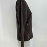 Ellesse Women's Brown Size L Mock Neck Silk Blend Stripe Sweater